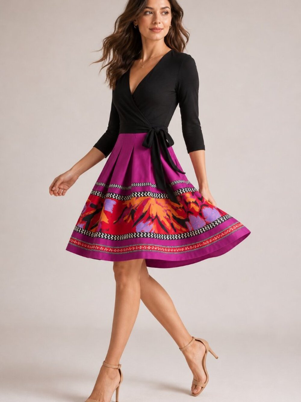 Diane Von Furstenberg DVF Dress 2 Jewel Fit Flare Wrap Artsy Colorful Pleated